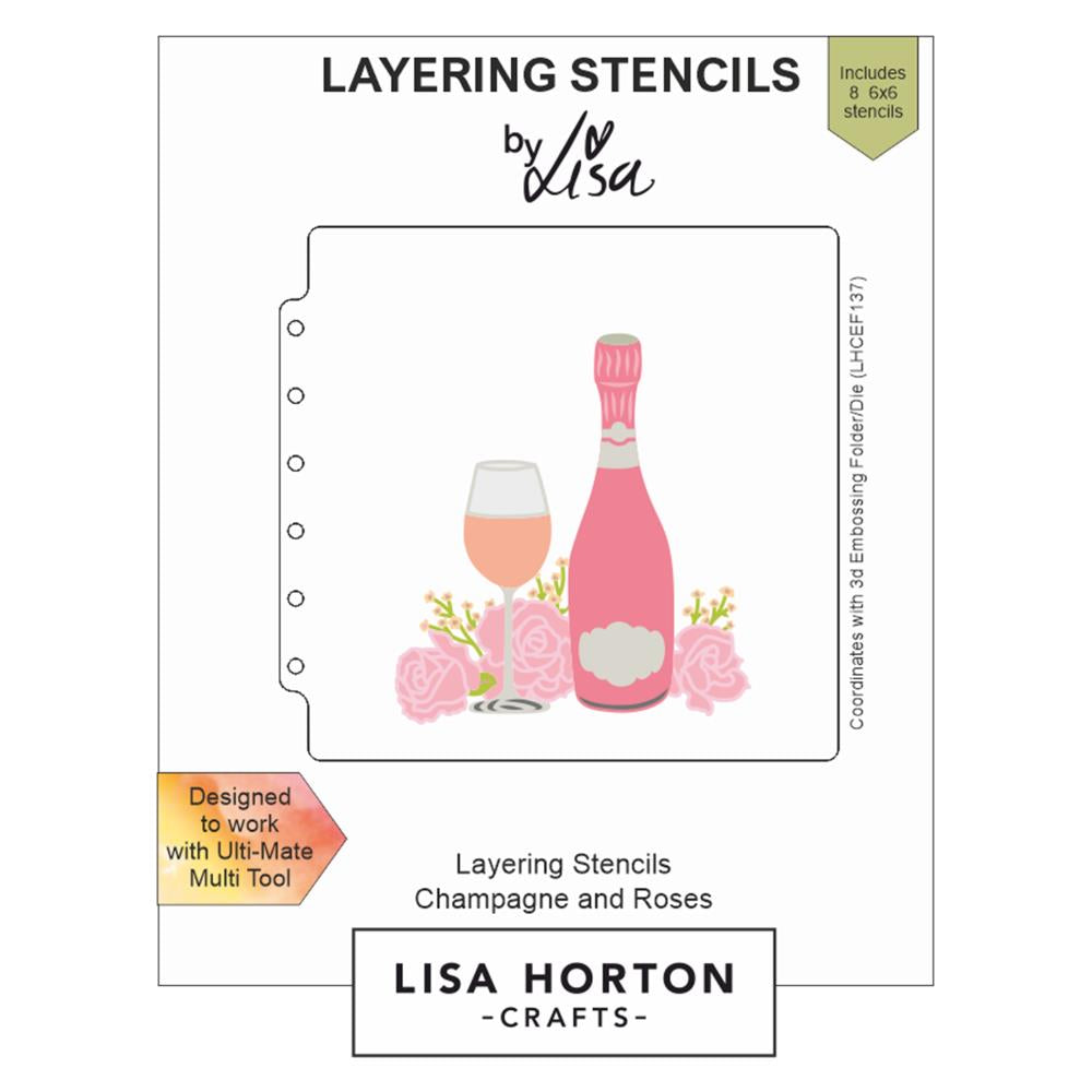 Lisa Horton Crafts Layering Stencils: Champagne And Roses (LHCAS106)