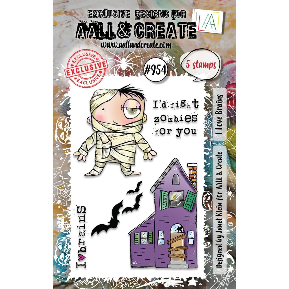 AALL And Create A7 Photopolymer Clear Stamp Set: I Love Brains (5A002C6K1GFQL)