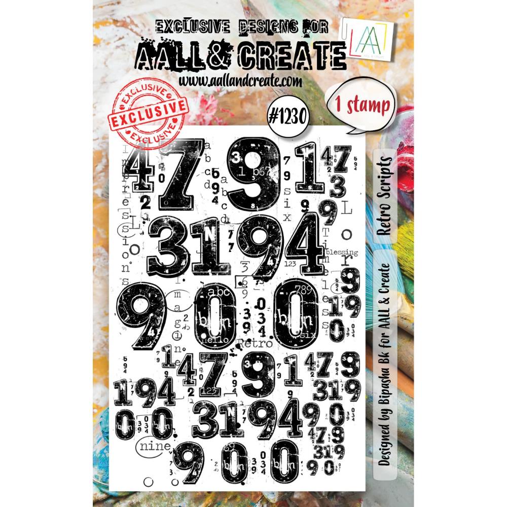 AALL And Create A7 Photopolymer Clear Stamp Set: Retro Scripts (5A002C6S1GFQX)