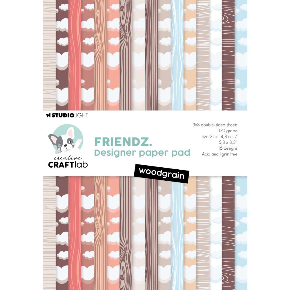 Studio Light Friendz 8.26"X5.83" Design Paper Pad: Nr. 241, Woodgrain, 24/Pkg (5A002BJJ1GDXG)