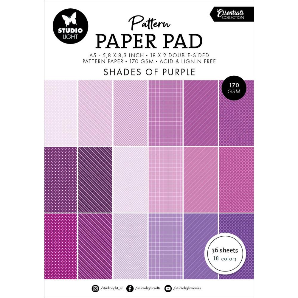 Studio Light Essentials 5.86"X8.26" Pattern Paper Pad: Nr. 249, Shades Of Purple, 36/Pkg (5A002BJ81GDXT)