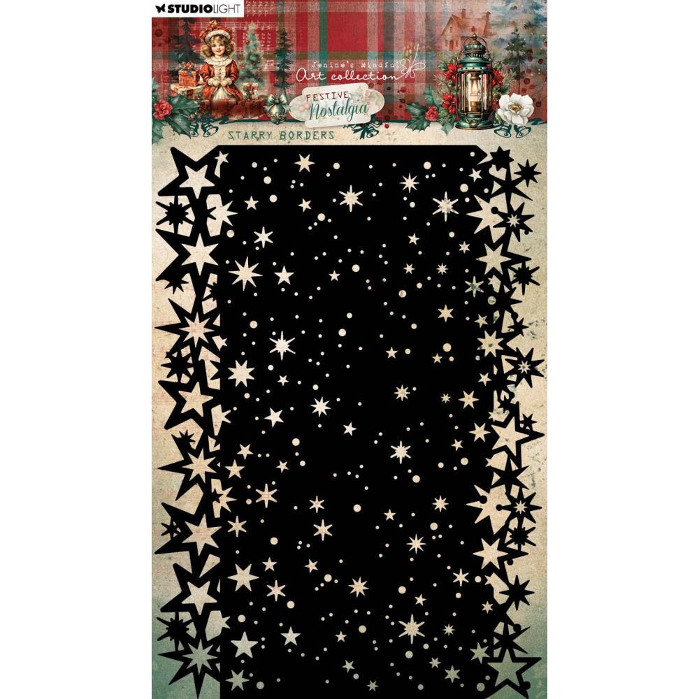 Studio Light Jenine's Mindful Art Festive Nostalgia Stencil: Nr. 302, Starry Borders (5A002BGN1GDYL)