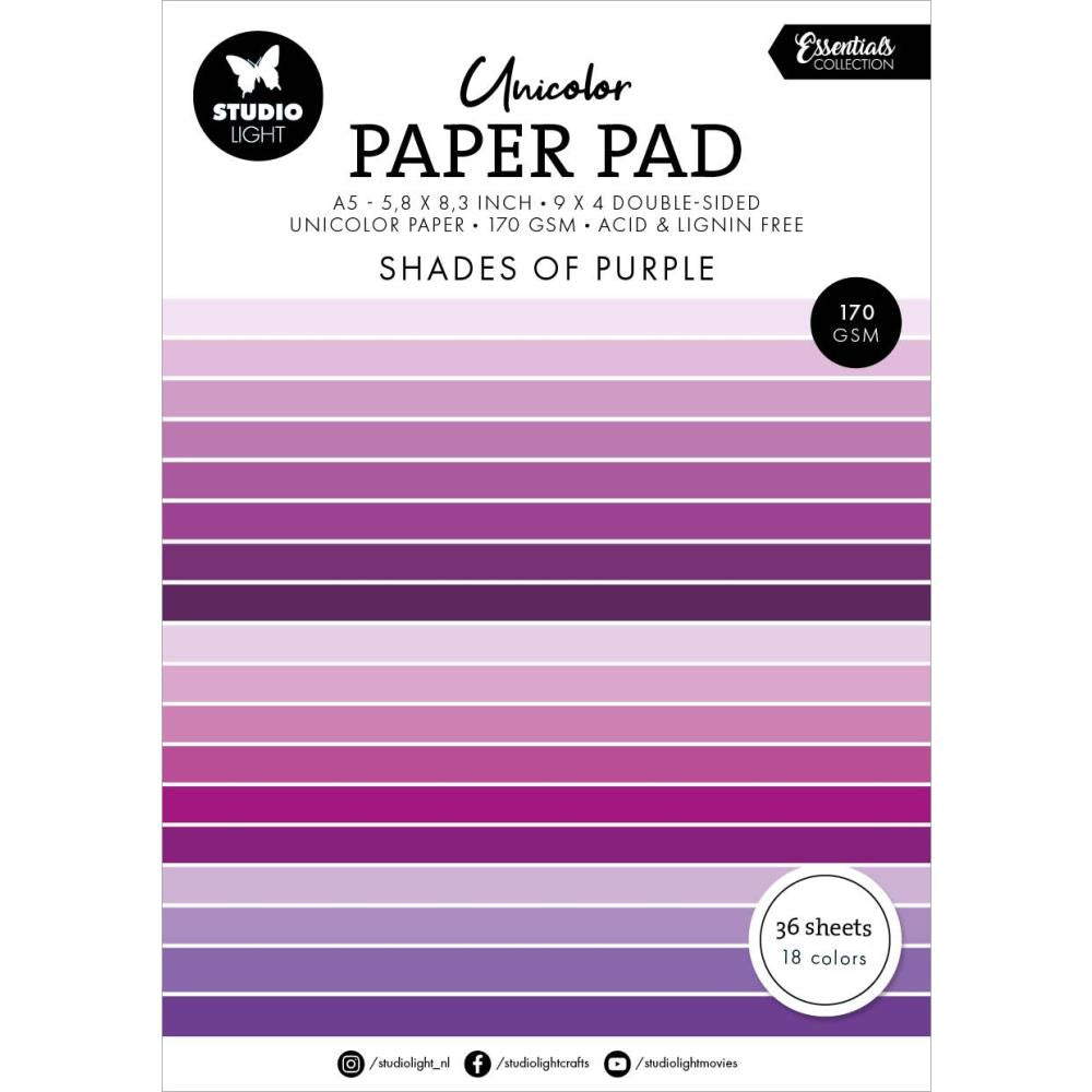 Studio Light Essentials 5.82"X8.26" Unicolor Paper Pad: Nr. 247, Shades Of Purple, 36/Pkg (5A002BJ31GDYM)