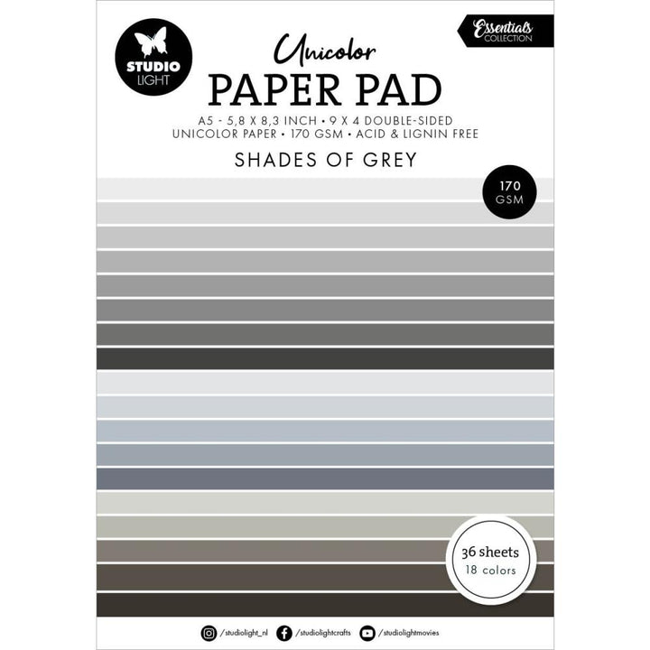 Studio Light Essentials 5.82"X8.26" Unicolor Paper Pad: Nr. 248, Shades Of Grey, 36/Pkg (5A002BJS1GDYW)