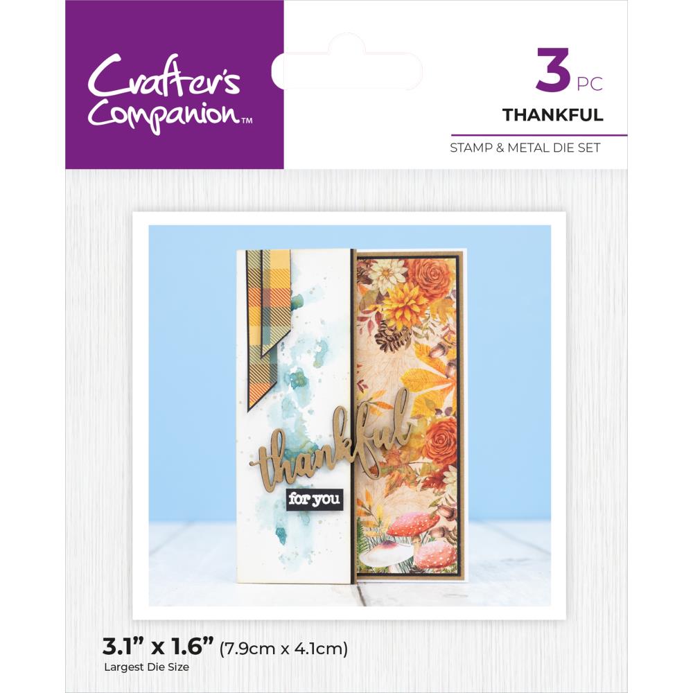 Crafter's Companion Stamp & Dies: Thankful, Thanksgiving (5A002C9V1GFVM)