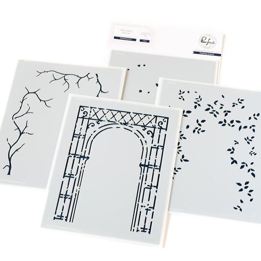 Pinkfresh Studio 4.25"X5.5" Stencils: Blooming Arch, 4/Pkg (5A002CW71GGBP)