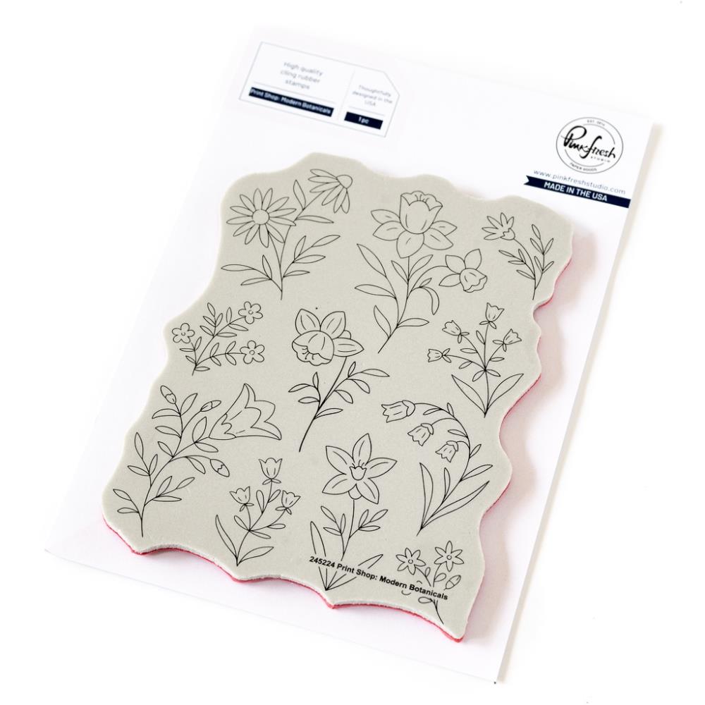 Pinkfresh Studio 4.25"X5.5" Cling Stamp: Print Shop - Modern Botanicals (5A002CVD1GGCY)