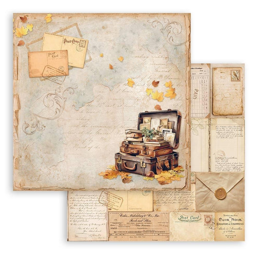 Stamperia Golden Harmony 12"X12" Double-Sided Cardstock: Suitcase (5A002CHW1GFZF)