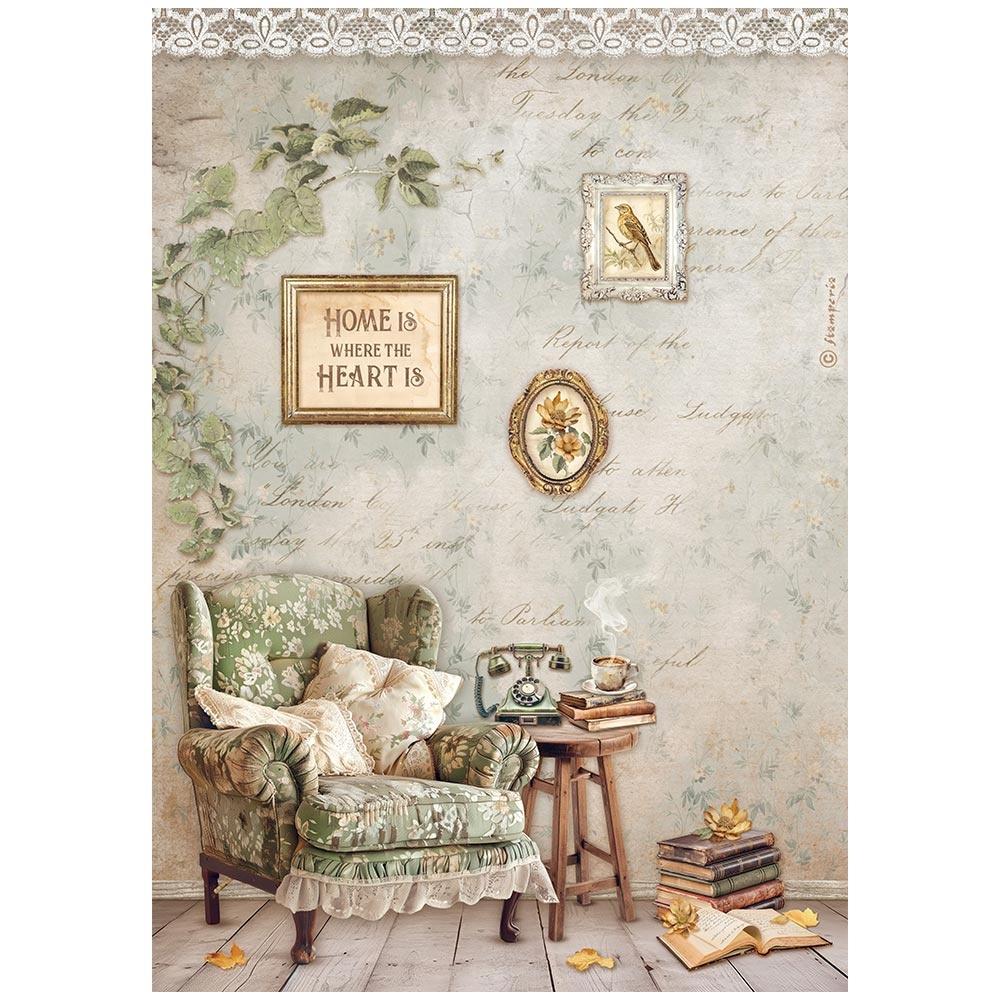 Stamperia Golden Harmony A4 Rice Paper Sheet: Chair (5A002CG81GFZP)