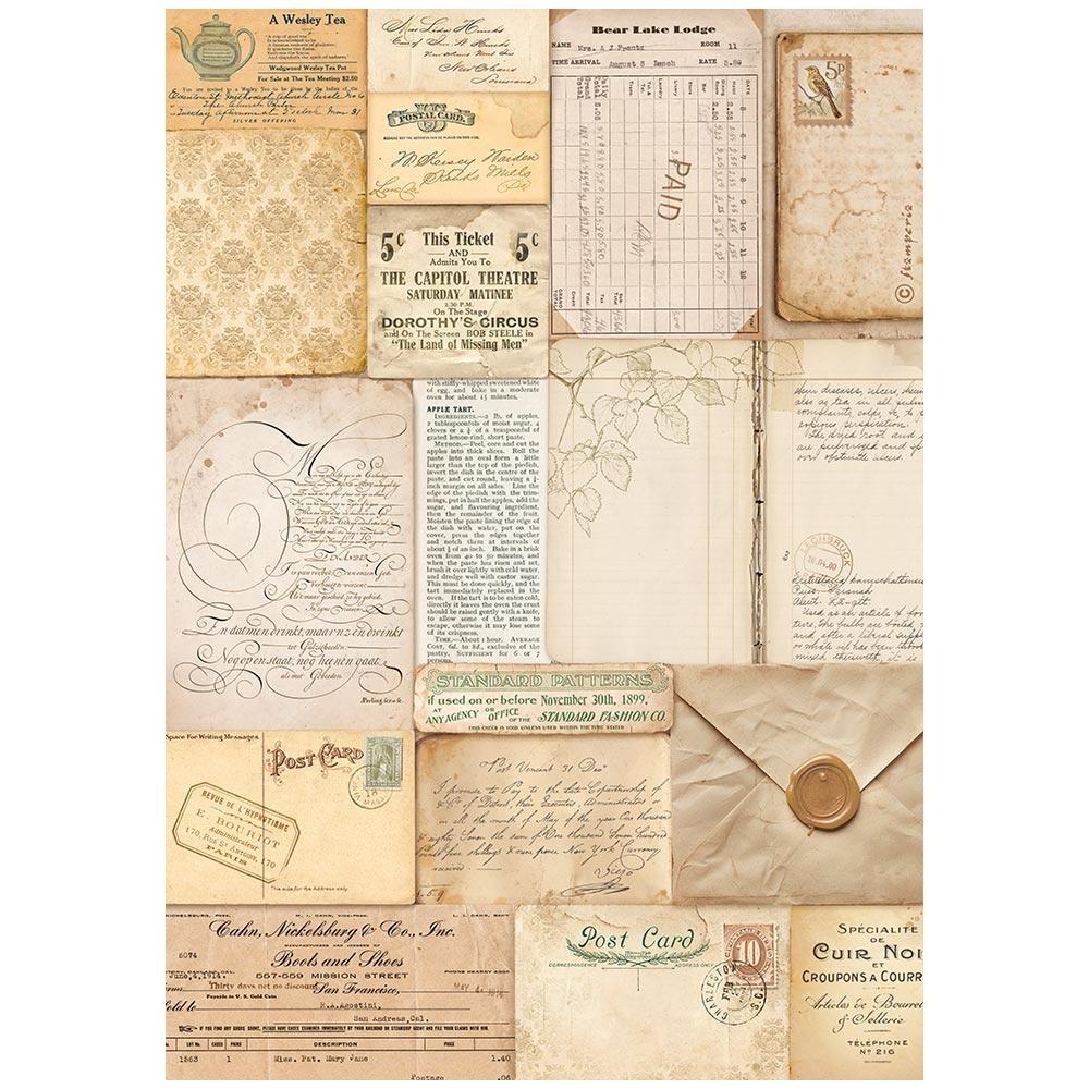 Stamperia Golden Harmony A4 Rice Paper Sheet: Letters (5A002CH31GFZT)