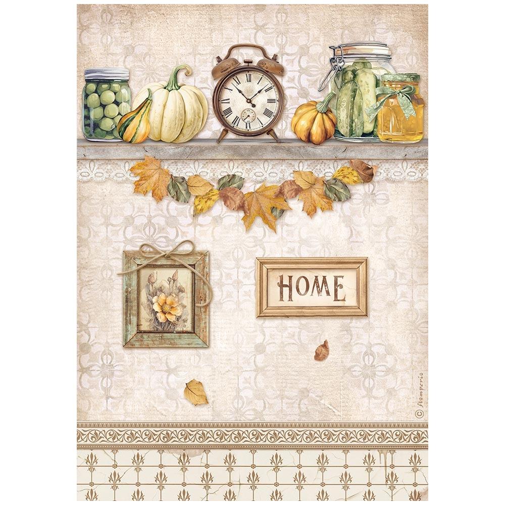 Stamperia Golden Harmony A4 Rice Paper Sheet: Clock And Pumpkins (5A002CH01GG0T)