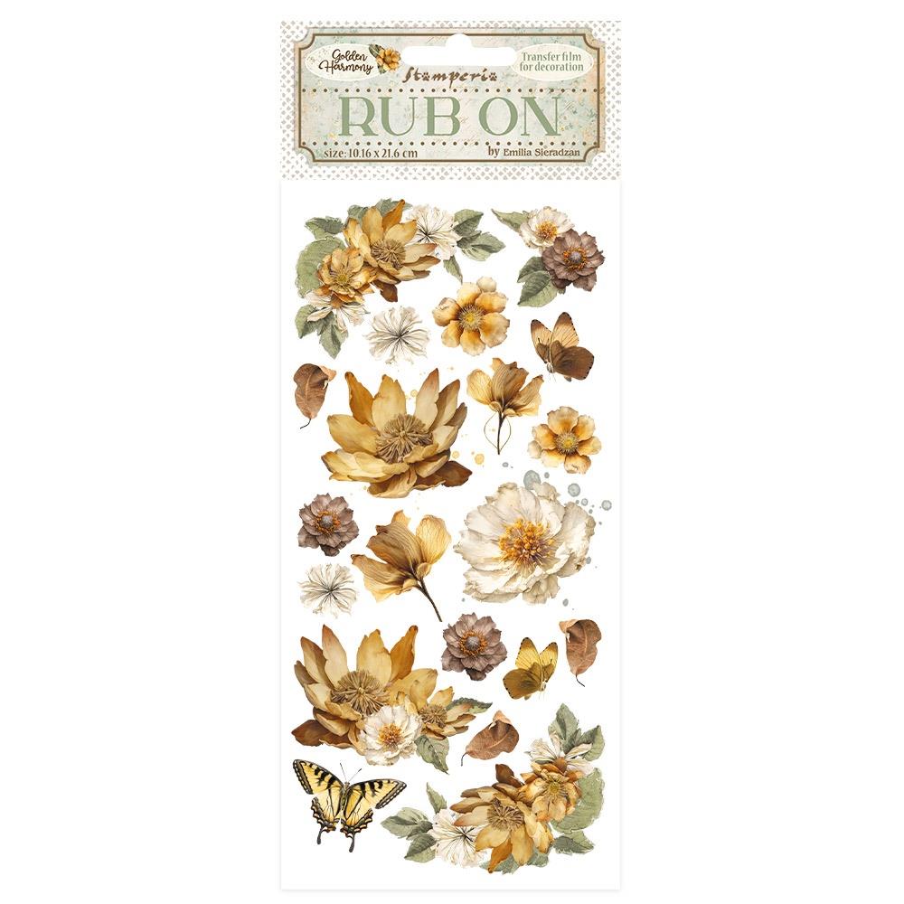 Stamperia Golden Harmony 4"X8.5" Rub-On: Flowers (5A002CGT1GG0Y)