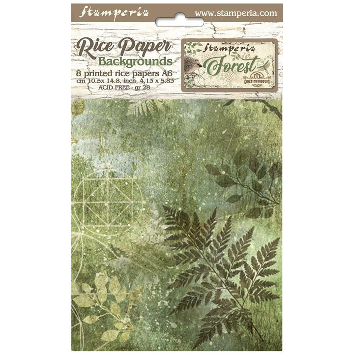 Stamperia Forest A6 Assorted Rice Paper Backgrounds, 8/Pkg (5A002CGN1GG13)