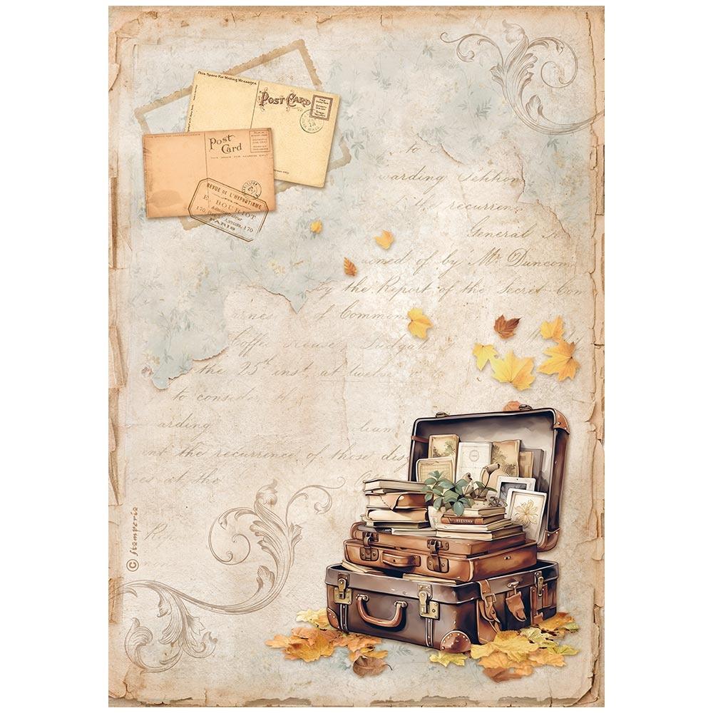 Stamperia Golden Harmony A4 Rice Paper Sheet: Suitcase (5A002CHC1GG1D)