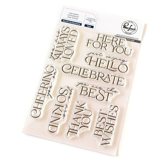 Pinkfresh Studio 4"X6" Clear Stamp Set: Here For You Sentiments (5A002CVZ1GGCG)