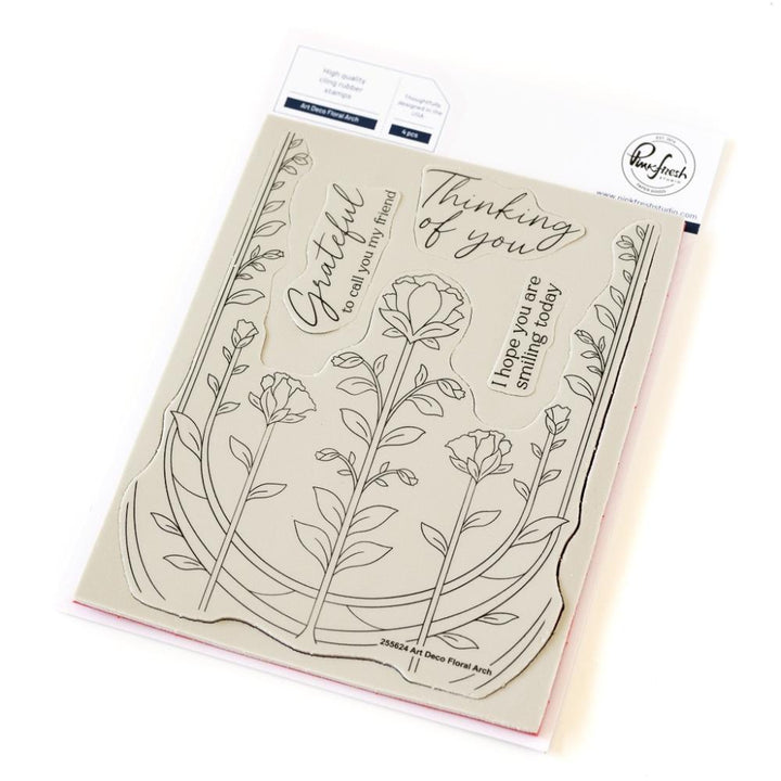 Pinkfresh Studio 4.25"X5.5" Cling Stamp: Art Deco Floral Arch (5A002CWG1GGCK)