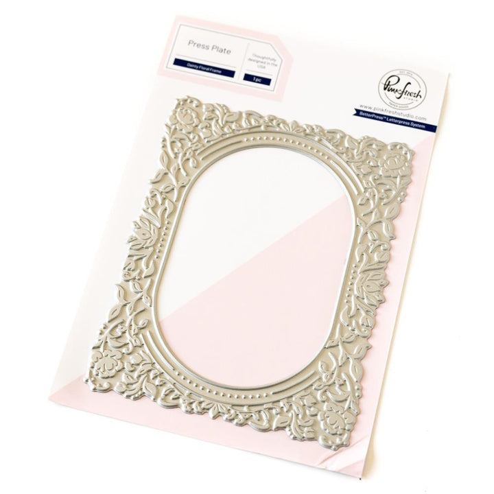 Pinkfresh Studio Press Plate: Dainty Floral Frame (5A002CVR1GGCN)