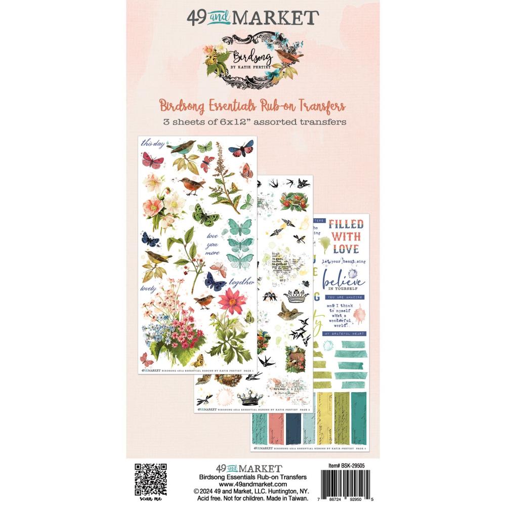 49 and Market Birdsong Rub-On Transfer Set: Essentials (5A002C1H1GFJN)