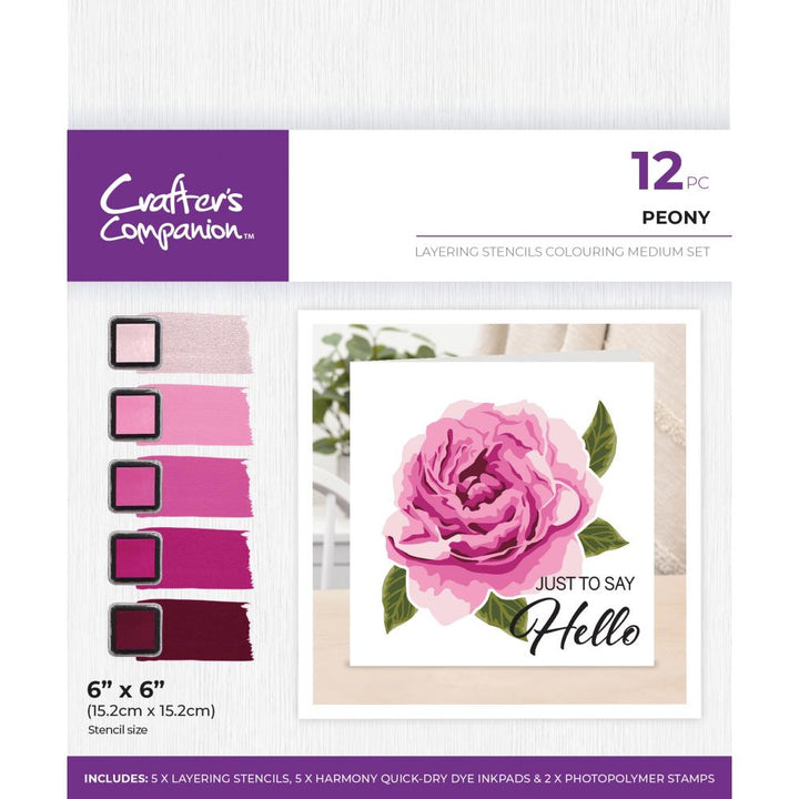 Crafter's Companion Layering Stencils Colouring Medium Set: Peony (5A002FZJ1GHFC)