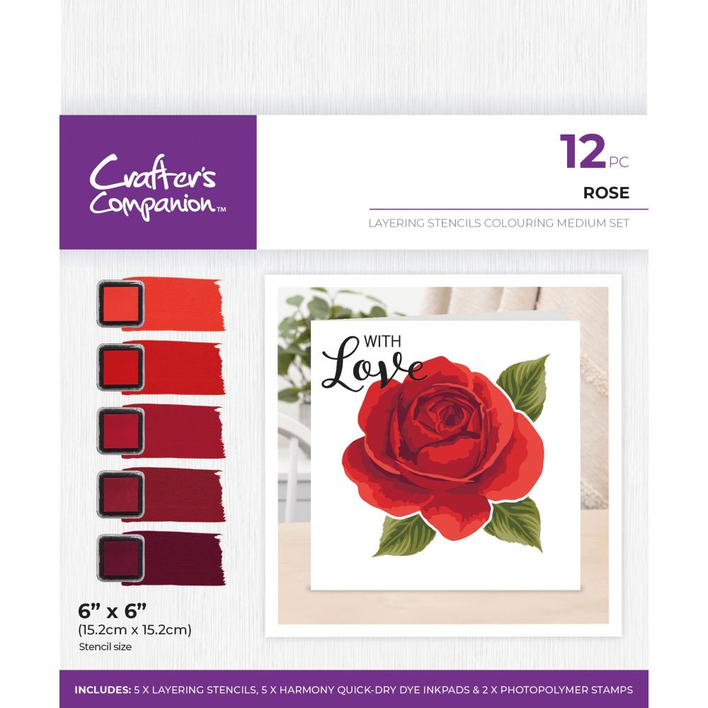 Crafter's Companion Layering Stencils Colouring Medium Set: Rose (5A002FZL1GHG5)