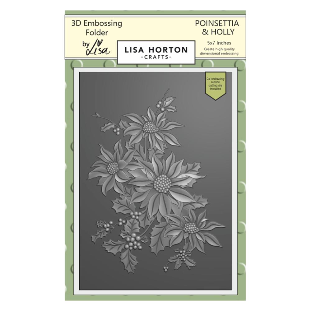 Lisa Horton Crafts Embossing Folder: Poinsettia And Holly (LHCEF074)