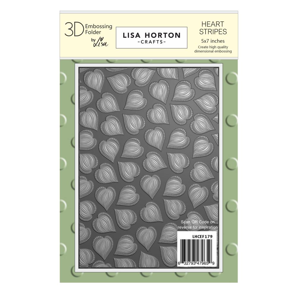 Lisa Horton Crafts 5"X7" Embossing Folder: Heart Stripes (LHCEF179)