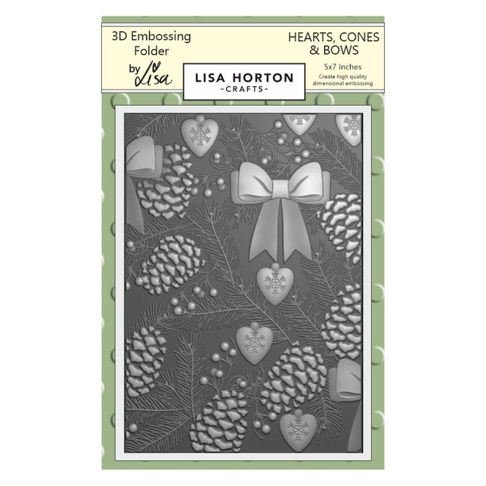 Lisa Horton Crafts 5"X7" Embossing Folder: Hearts, Cones, and Bows (LHCEF075)