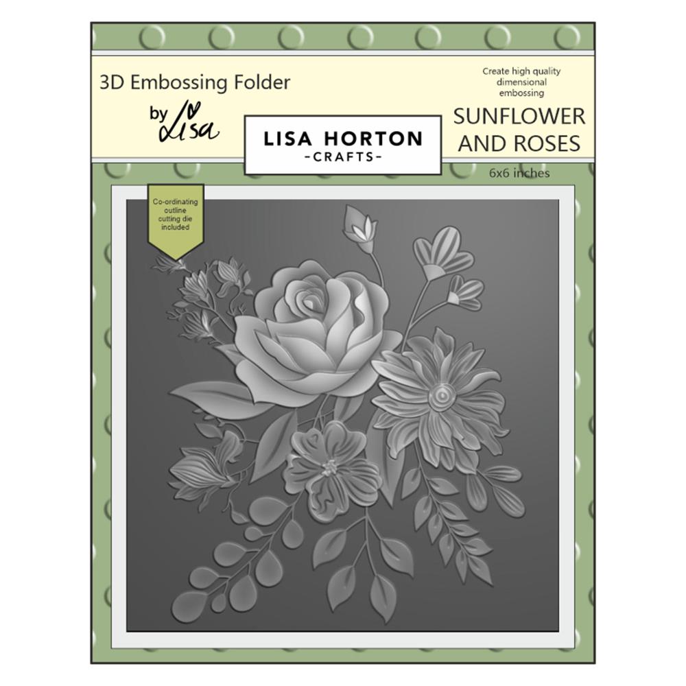 Lisa Horton Crafts 6"X6" Embossing Folder: Sunflowers And Roses (LHCEF046)