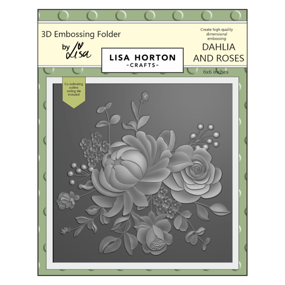 Lisa Horton Crafts 6"X6" Embossing Folder: Dahlia And Roses (LHCEF049)