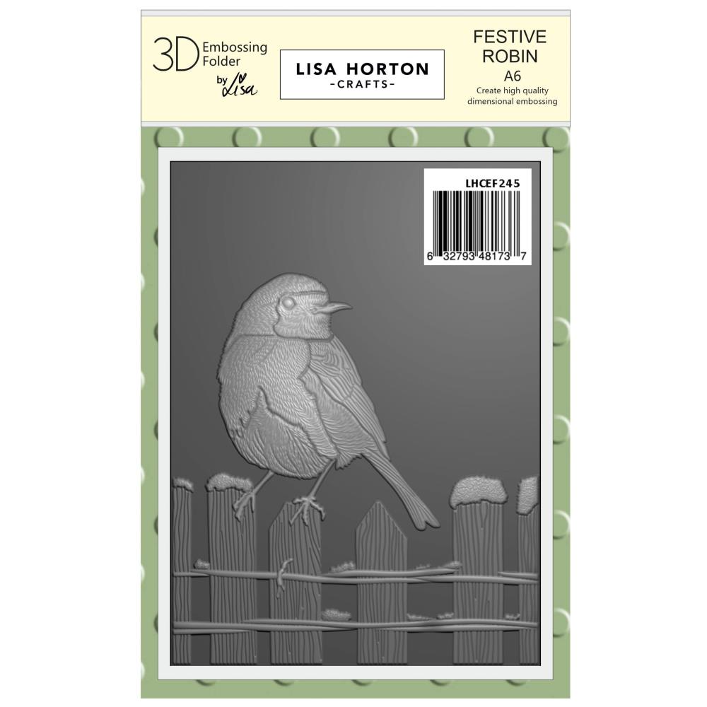 Lisa Horton Crafts A6 Embossing Folder: Festive Robin (LHCEF245)