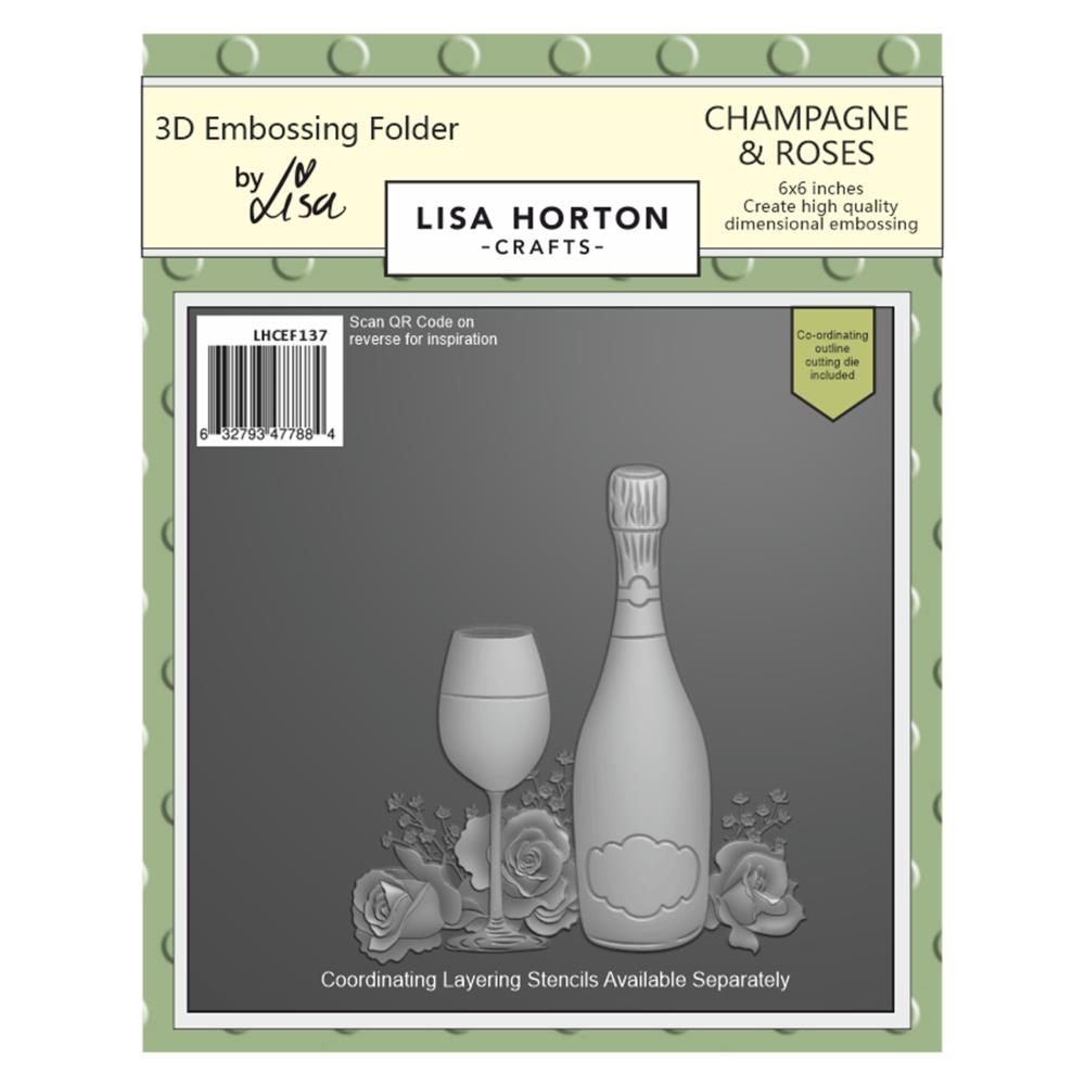 Lisa Horton Crafts 6"X6" Embossing Folder: Champagne And Roses (LHCEF137)