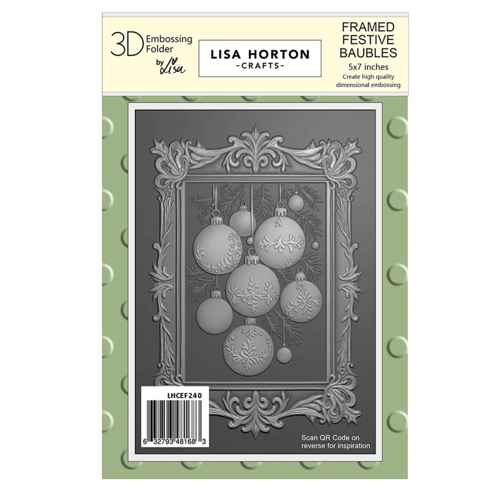 Lisa Horton Crafts 5"X7" Embossing Folder: Framed Festive Baubles (LHCEF240)