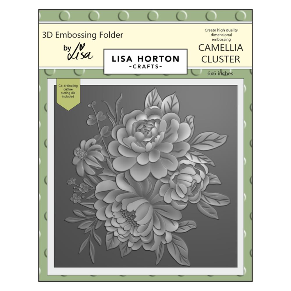 Lisa Horton Crafts 6"X6" Embossing Folder and Die: Camellia Cluster (LHCEF043)