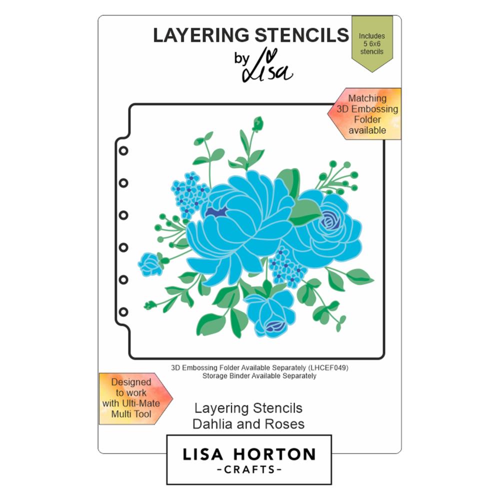 Lisa Horton Crafts Layering Stencils: Dahlia And Roses (LHCAS025)