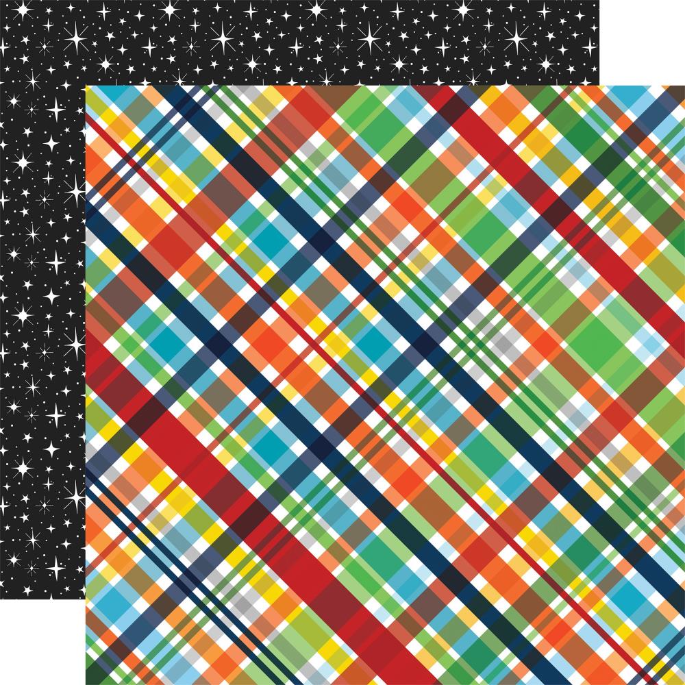 Echo Park Blast Off 12"X12" Double-Sided Cardstock: Explore Plaid (BO407013)