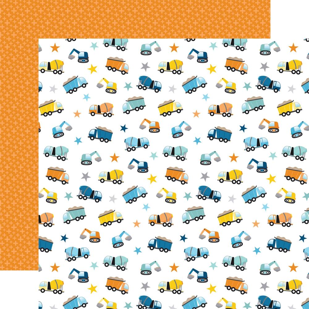 Echo Park Little Builder 12"X12" Double-Sided Cardstock: Work Site Trucks (LB408002)