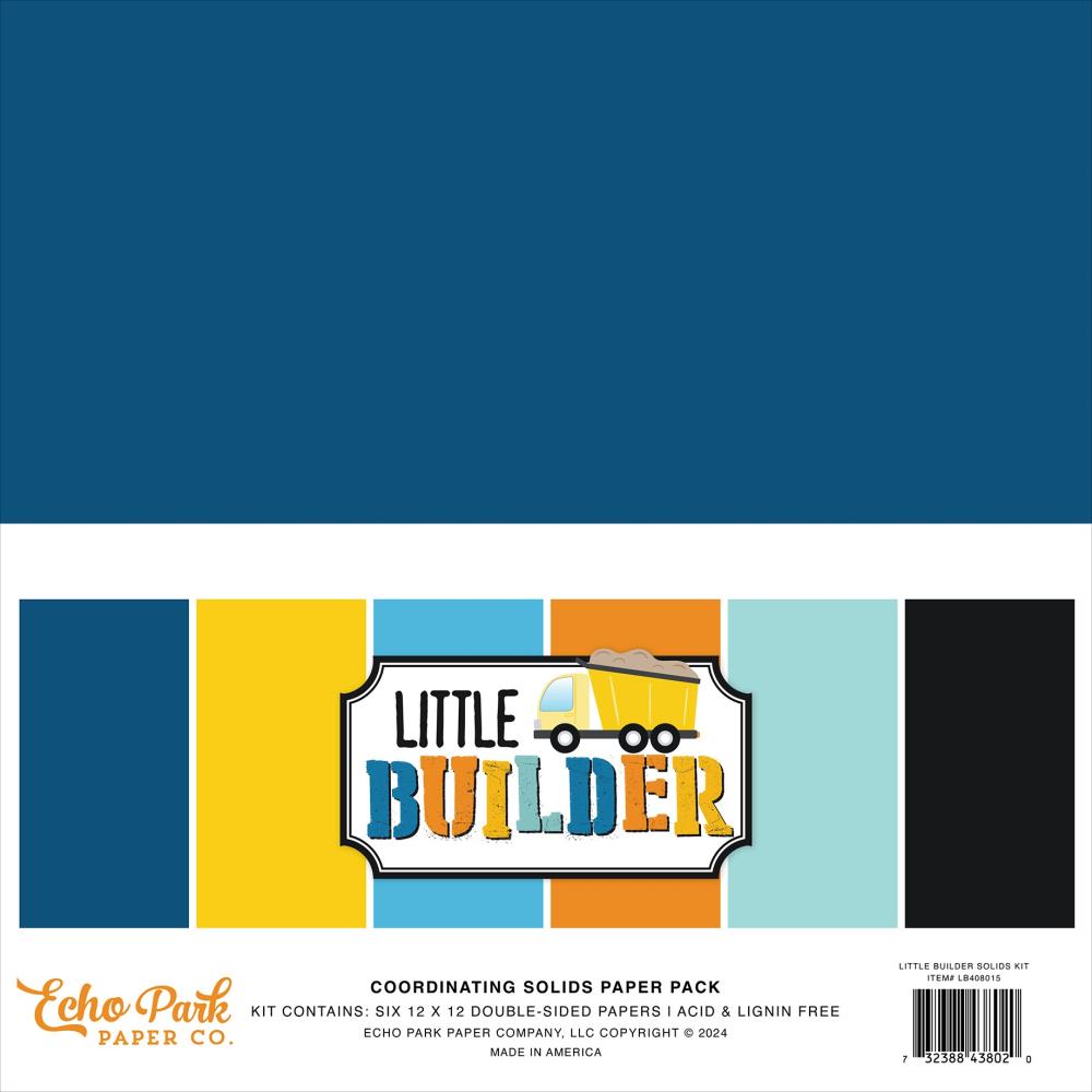 Echo Park Little Builder 12"X12" Solids Collection Kit (LB408015)