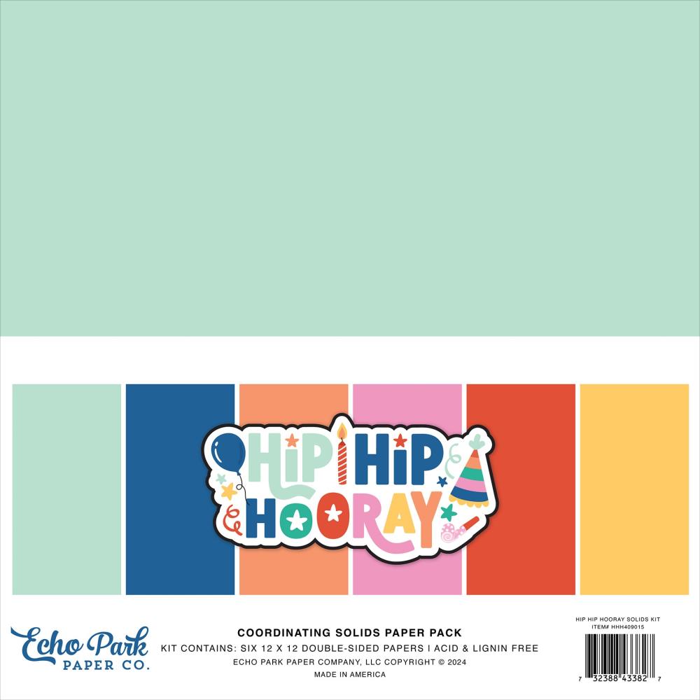 Echo Park Hip Hip Hooray 12"X12" Solids Collection Kit (HHH409015)