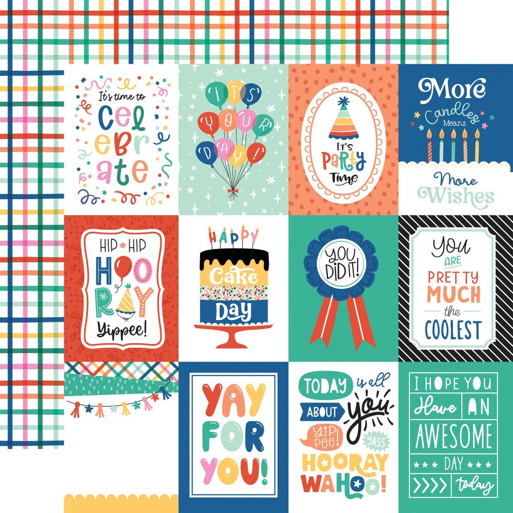 Echo Park Hip Hip Hooray 12"X12" Double-Sided Cardstock: 3X4 Journaling Cards (HHH409003)