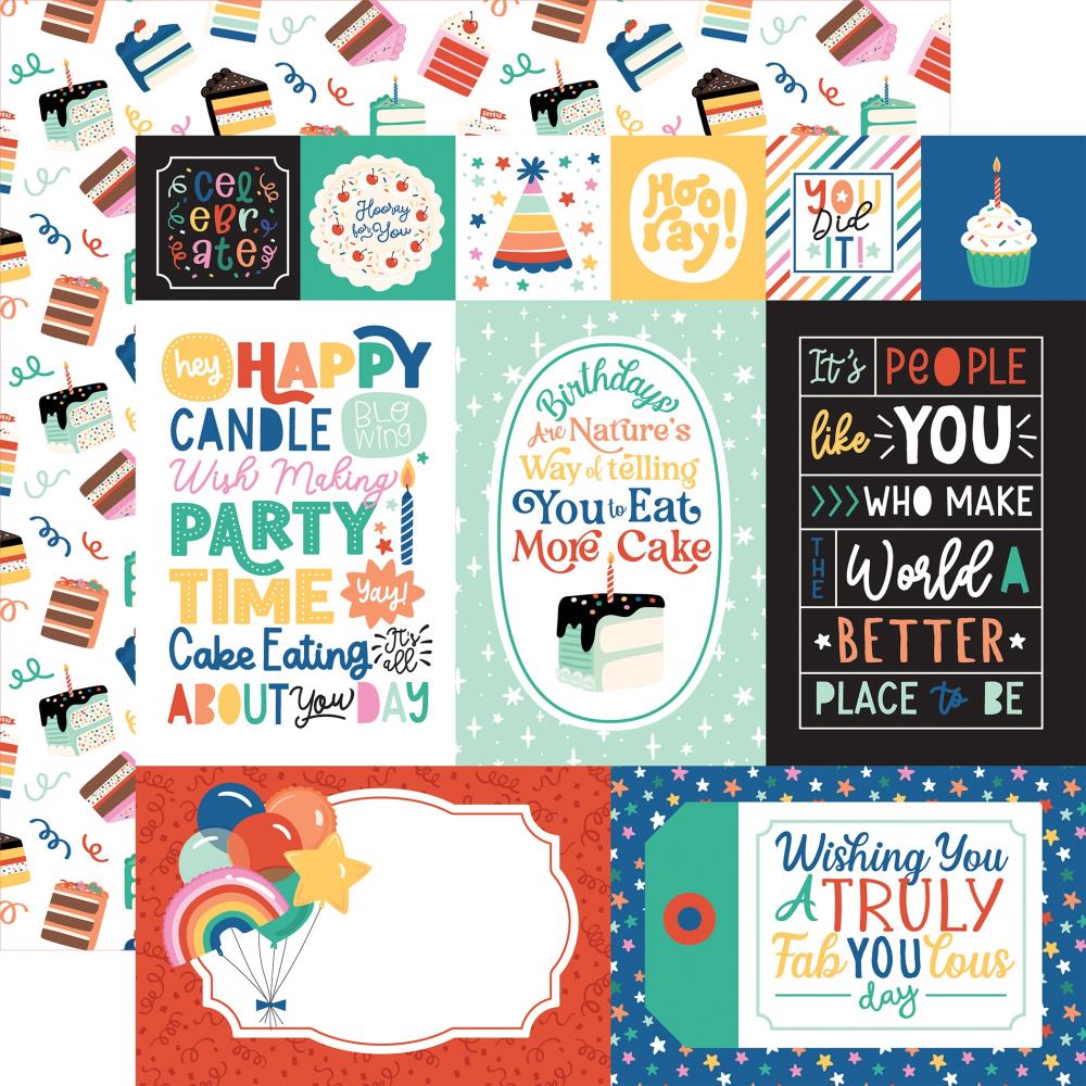 Echo Park Hip Hip Hooray 12"X12" Double-Sided Cardstock: Mixed Journaling Cards (HHH409009)