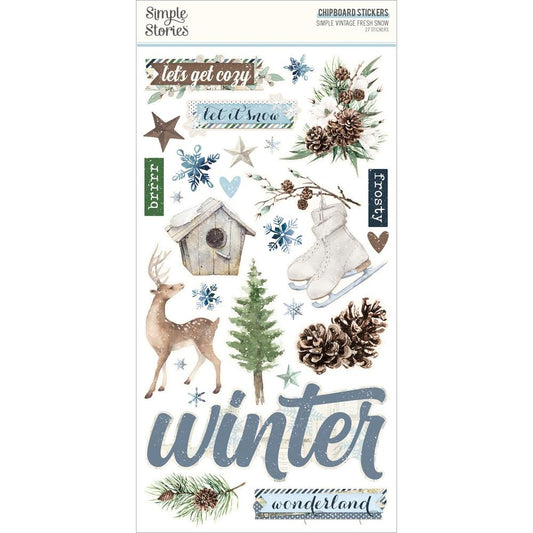 Simple Stories Simple Vintage Fresh Snow 6"X12" Chipboard Stickers (23720)