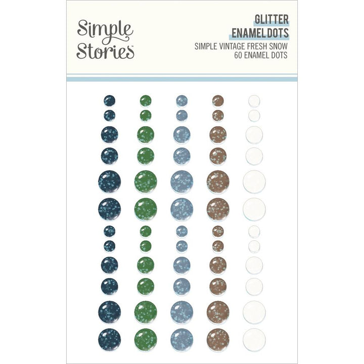 Simple Stories Simple Vintage Fresh Snow Enamel Dots: Glitter (23728)