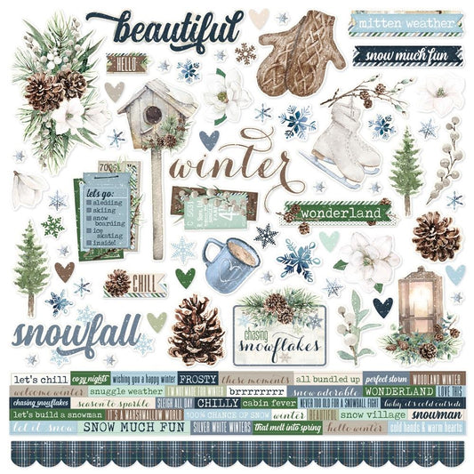 Simple Stories Simple Vintage Fresh Snow 12"X12" Cardstock Stickers (23702)