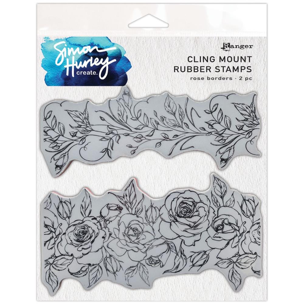 Simon Hurley Create 6"X6" Cling Mount Stamp: Rose Borders (HUR87953)