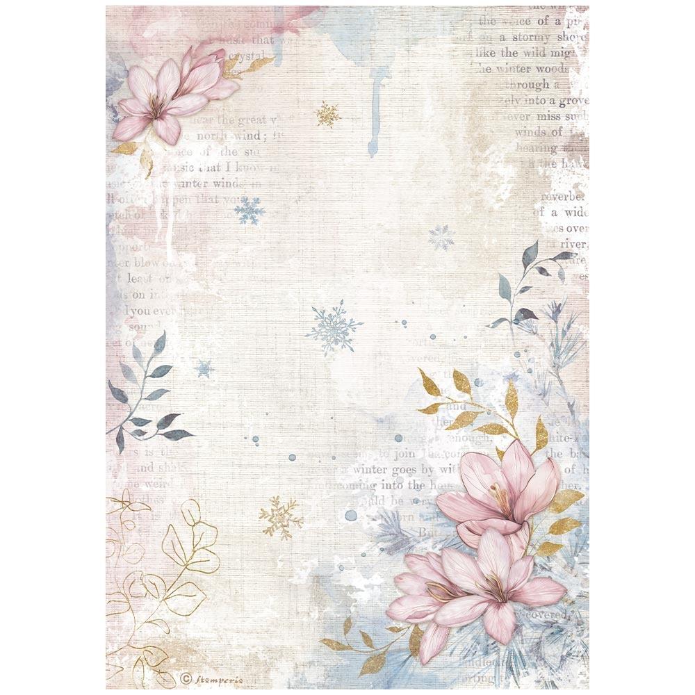 Stamperia Create Happiness Dewdrops A4 Rice Paper Sheet: Flower Corner (DFSA4970)