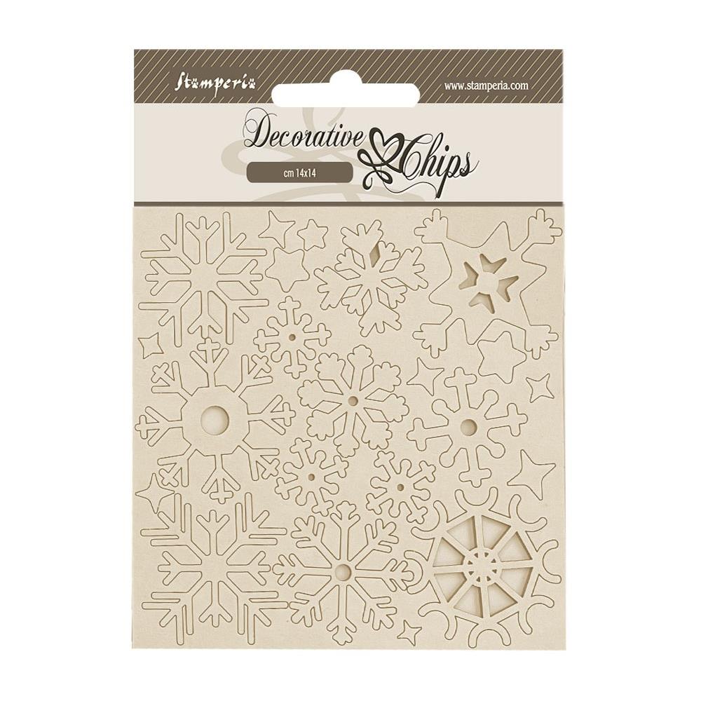 Stamperia Create Happiness Dewdrops 5.5"X5.5" Decorative Chips: Snowflakes (SCB248)