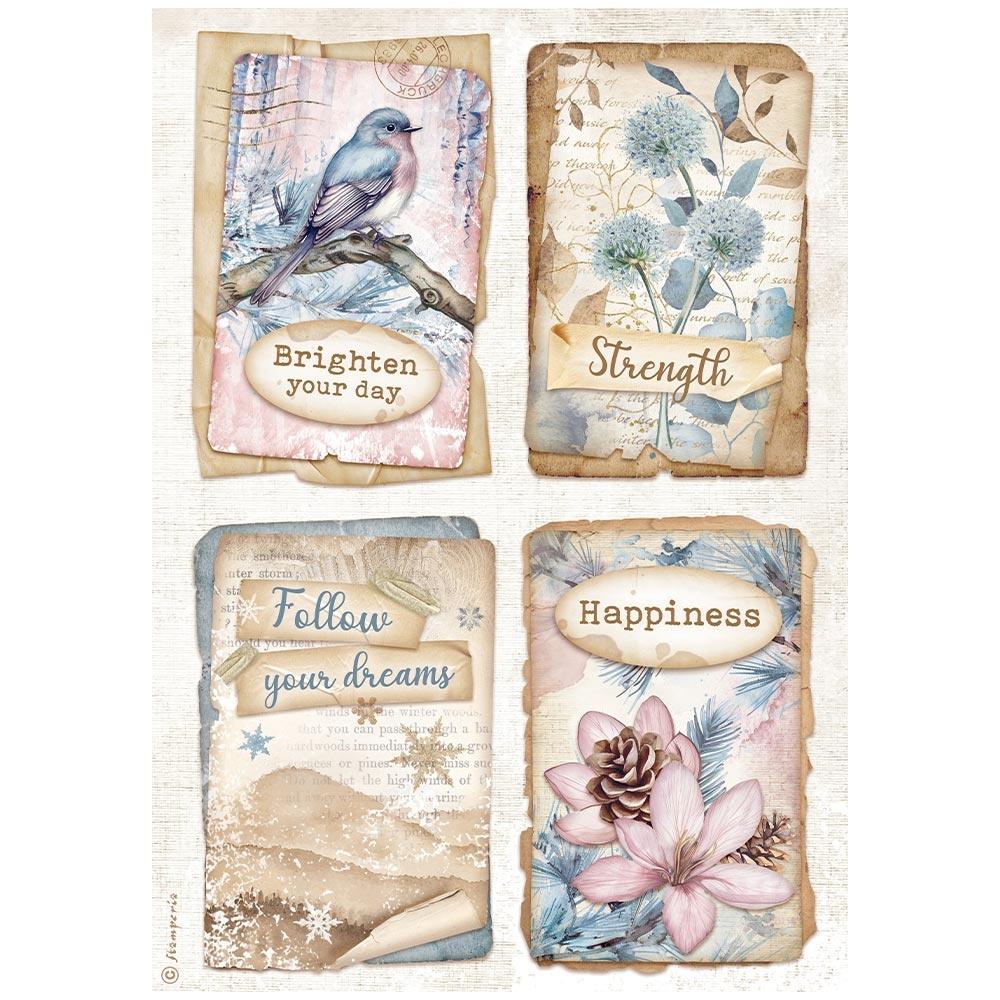 Stamperia Create Happiness Dewdrops A4 Rice Paper Sheet: 4 Cards (DFSA4969)