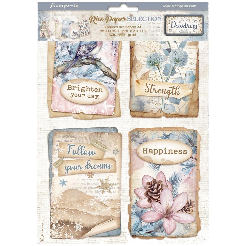 Stamperia Create Happiness Dewdrops A4 Assorted Rice Paper 6/Sheets (DFSA4XDD)