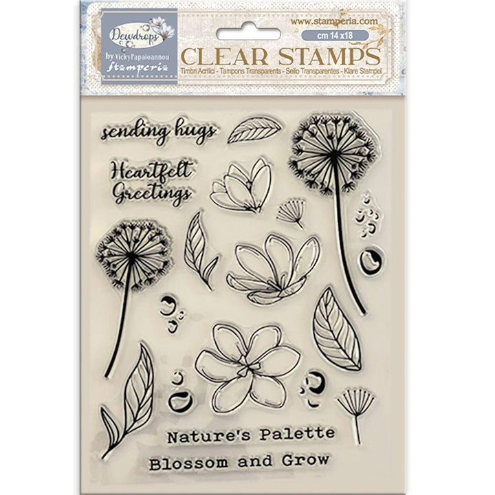 Stamperia Create Happiness Dewdrops Clear Stamps: Blossoms (WTK207)