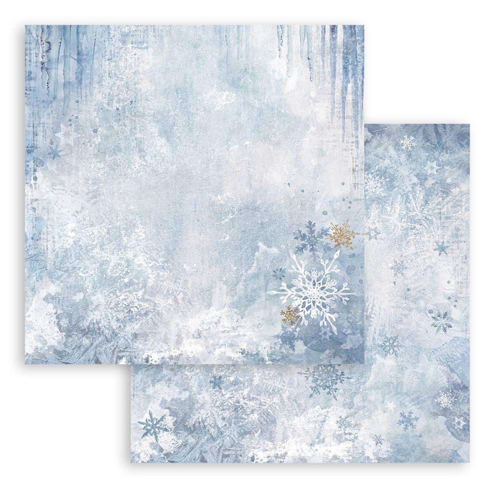 Stamperia Create Happiness Dewdrops 12"X12" Double-Sided Cardstock: Blue Snowflakes (SBB1034)